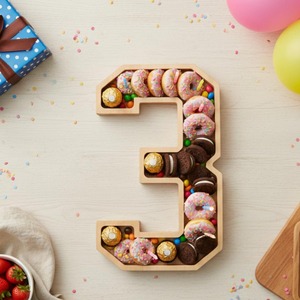 Wooden <b>Number</b> Shape Dessert Platter For Birthday Party Serving Creative Snack Display Tray And Unique <b>Table</b> Decor Idea - Product Image 5