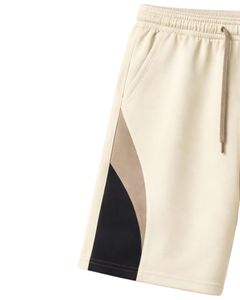 Men Beige Color Block Jersey Shorts Casual Summer Cotton Polyester Drawstring <b>Elastic</b> Waist Gym Sports Shorts Wear OEM Supplier - Product Image 3