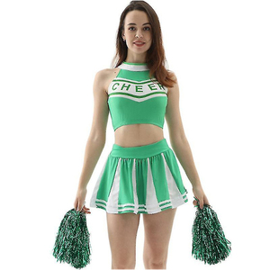 Prix Premium 2026 – Nouveaux Uniformes de Pom-pom Girls Vert et Blanc pour Femmes – Tenues Une Pièce en Polyester avec Jupe pour Da - Product Image 6
