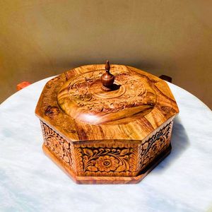 Pot à roti en bois de style indien, fait main, récipient de stockage traditionnel pour chapati, bois naturel, cuisine - Product Image 5