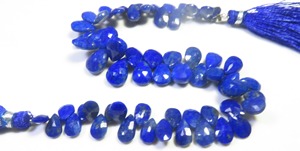 Perles de pierres précieuses naturelles de qualité supérieure en Lapis Lazuli, taille poire, facettées, percées sur le côté, 7-11mm, bleues, brin de 8 pouces, pour DIY - Product Image 2