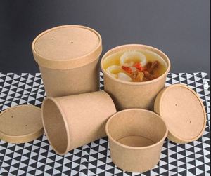 Bol en papier kraft/blanc avec impression, récipient alimentaire jetable, bol de service pour salade à emporter - Product Image 3