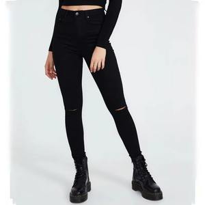 Nueva Tendencia OEM, Jeans Ajustados de Cintura Alta para Mujer, Jeans Rotos Modernos, Personalizados, Transpirables, de Mezclilla - Product Image 1