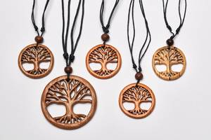 Wooden Pendant Necklace for Women Handmade Eco Jewelry Lightweight Boho Fashion Necklace Gift <b>Wall</b> Signs - Product Image 5