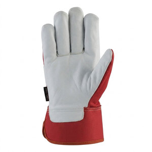 Gants de travail en cuir de vachette grainé de qualité supérieure, résistants à la chaleur, anti-vibrations, dos rouge, doublure en tissu de coton perforé, manchette caoutchoutée de sécurité - Product Image 2