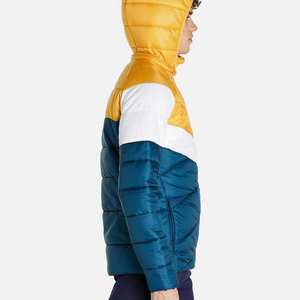เสื้อแจ็คเก็ตพัฟเฟอร์ทรงครอปสำหรับผู้ชาย รุ่น TOP SHOW สีเหลืองฤดูหนาวและสีเขียวกลาง แบบสองด้าน สไตล์ทำสีซีดแบบ Dirty Washed ปักลายดาว ดีไซน์พิเศษ - Product Image 2