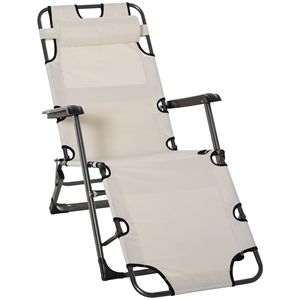 Sdraio in Tessuto Oxford con Poggiapiedi Regolabile e Cuscino per la Testa, per il Relax all'Aperto - Lussuoso Lettino Prendisole - Product Image 1