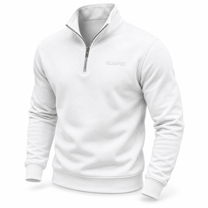 Sweat-shirt en molleton à col montant blanc pour homme, personnalisé, avec logo brodé 3D ton sur ton, OEM, marque privée - Product Image 2