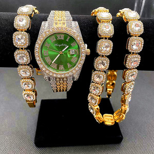 Juego de 3 Relojes Iced Out para Hombre, Reloj de Lujo con Cadena Cubana, Pulsera y Joyería Bling para Hombre, Reloj Hip Hop para Hombre - Product Image 4