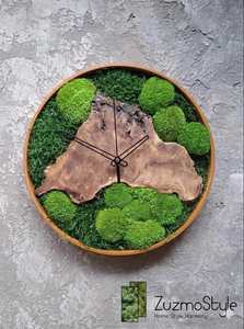 Mossbound Heritage <b>Clock</b> Evergreen Flow Artisan <b>Clock</b> Nature's Passage Wood <b>Clock</b> Verdant Horizon Timepiece Timber wave Moss Art - Product Image 3