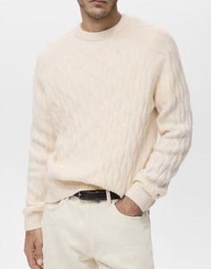 Pull décontracté personnalisé pour homme, tricot torsadé vintage, grande taille, manches longues, col rond, pour l'automne et l'hiver - Product Image 3