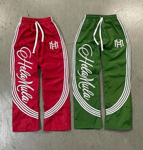 Custom <b>Men</b> Nylon Track Pants <b>Baggy</b> Streetwear Windbreaker <b>Trousers</b> Wide Leg Sports Jogger Pants With Side Stripes Custom Logo - Product Image 4