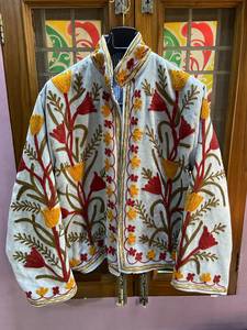 Wholesale Grey <b>Velvet</b> Suzani Embroidered Bomber <b>Jacket</b> Handmade Floral Winter Boho <b>Women</b> Outerwear Artisanal Vintage Breathable - Product Image 1