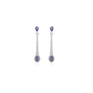 Pendientes de Plata de Ley 925 con Diamantes y Zafiros Azules, Joyería Fina para Mujer, Ideales para Fiestas - Product Image 1