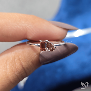 Pear and Emerald Cut Orange Lab Grown Diamond Toi et Moi <b>Ring</b> <b>Two</b> <b>Stone</b> Engagement <b>Ring</b> Sterling Silver 925 Ready to Ship - Product Image 4