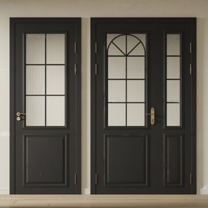 Lusso stile francese telaio in alluminio <span class=keywords><strong>porta</strong></span> in vetro con forma quadrata e oro nero zigrinatura leva maniglia <span class=keywords><strong>per</strong></span> Villa - Product Image 1