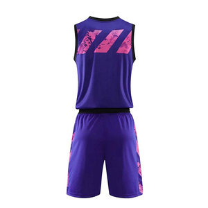 Uniforme de basketball sans manches unisexe, col rond, imprimé personnalisé, multicolore, respirant, anti-transpiration, séchage rapide, antibactérien - Product Image 2