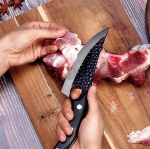 Ensemble de couteaux de boucher, de désossage et de filetage, à manche en bois, en acier à haute teneur en carbone, forgés à la main, avec étui - Product Image 6