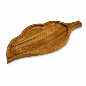 Bandeja de Servir en Forma de Hoja de Madera de Acacia Premium |   Bandeja Decorativa Hecha a Mano para Aperitivos, Tabla de Presentación de Alimentos Natural, para Uso en el Hogar y Hoteles - Product Image 1
