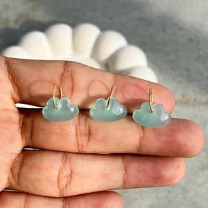 Pendentif en pierre précieuse labradorite nuage avec anneau doré pour la fabrication de colliers et boucles d'oreilles - Product Image 4