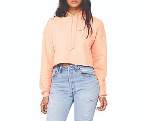 Haut court à capuche pour femme, pull court en molleton doux à manches longues, style décontracté streetwear, idéal pour la détente, la gym et le fitness - Product Image 1