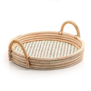 Bandeja de ratán de tejido abierto para estilizar y almacenar, precio económico, suministros al por mayor, bandejas de madera natural - Product Image 2