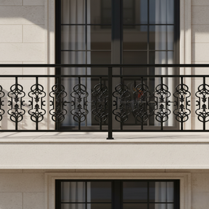 Elegante Escalera Interior, Barandal de Balcón de Hierro Fundido de Alta Resistencia, Moderno y Altamente Pulido, Sin Marco, Resistente al Óxido, Metal Gris - Product Image 1