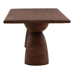 Base de madera para pedestal, madera maciza de mango, tablero rectangular, acabado marrón, vetas naturales, mesa de comedor duradera para el hogar, oficina, cocina, bar. - Product Image 3