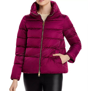 Veste matelassée pour femme, couleur unie, col montant, fermeture éclair, manches longues, longueur courte, vêtements d'extérieur d'hiver - Product Image 3