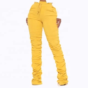 PIHA SPORTS Womens Mid Waist Fleece <b>Leggings</b> Sweatpants Casual Solid Color Split Hem <b>Flare</b> Pants Workout Active Drawstring Loose - Product Image 6