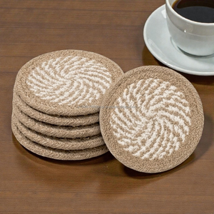 Sustainable Handmade Jute <b>Coaster</b> Reusable Woven Heat Resistant <b>Drink</b> Mat 5 Inch Country Design Eco-Friendly Table Accessory - Product Image 1