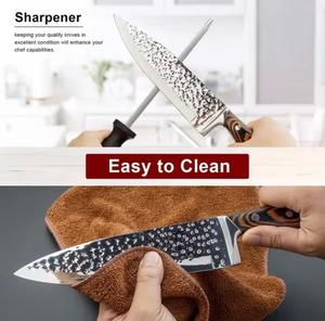 Couteaux de chef Damas de haute qualité, style unique et personnalisé, 11 pièces, avec manche sur mesure, multi-usages et écologiques - Product Image 5