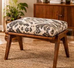 Pouf rectangulaire moderne en bois, siège d'appoint rembourré, en bois massif, pour décoration intérieure, salon, table de bienvenue, usage intérieur - Product Image 1