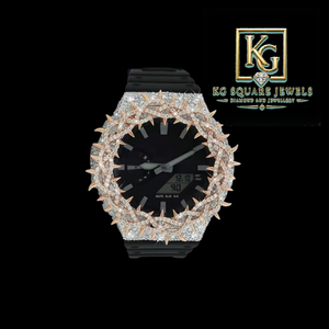 Reloj de Cuarzo Analógico Iced Out con Correa de Goma Negra, Bisel de Diamantes, Esfera Redonda, Correa de 20mm, Escala de Barra, Unisex, para Niños, Fiesta, Joyería de Lujo - Product Image 1