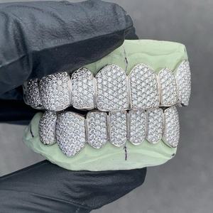 Grillz de Diamantes para Hombre, Juego Completo, Corte Brillante Redondo, Microincrustaciones, Estilo Hiphop, Uso Diario, Joyería Dental - Product Image 1