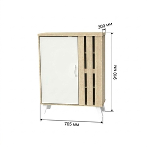 Modern 25_0053 2-Door 4-Tier <b>Shoe</b> Cabinet Vertical Slatted Door Breathable <b>Entryway</b> Organizer Freestanding <b>Storage</b> - Product Image 2