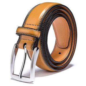 Cinturón de Cuero Genuino con Hebilla de Pin, Color Sólido, Estilo Formal, Material Duradero de Piel de Vaca, Hebilla Plateada - Product Image 4