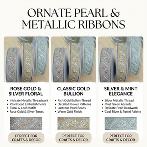 Dentelles brodées à finition métallique avec perles, fils dorés de qualité supérieure, garnitures de mariée, rubans de vêtements faits main de luxe - Product Image 6