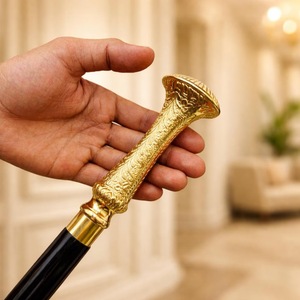 Natural Wooden Eco-Friendly Polished Brass Handle Rustic Modern Walking Sticks Canes for Gifts - Product Image 3