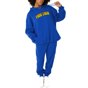 Conjunto Deportivo Casual para Mujer, Conjunto de Dos Piezas Personalizado, Sudadera con Capucha y Pantalones Deportivos con Parches Desgastados - Product Image 4