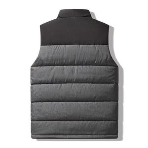 Chaleco de plumón para exteriores, color azul marino, gris y negro, con cremallera, de nailon y poliéster, cortavientos de invierno, ligero, con bolsillo con cremallera. - Product Image 2