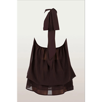 Mini-robe marron à col licou et à volants, style babydoll, marron chocolat foncé, café
