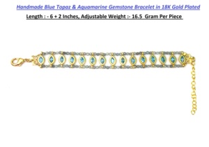 Pulsera de Perlas con Topacio Azul Chapada en Oro de 18K de Sameer Art Craft, Joyería Católica de Lujo Hecha a Mano con Certificación IGI para Mujer - Product Image 2