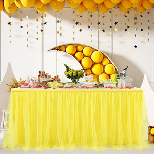 กระโปรงโต๊ะแบบใช้แล้วทิ้งลูกไม้กลมสีดำสำหรับงานแต่งงานและงานเลี้ยงสำหรับตกแต่งบ้านไร่ - Product Image 1