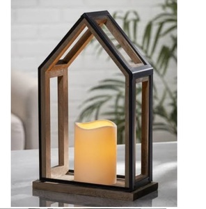 Candelabro de Centro de Mesa Hecho a Mano, Ecológico, para Navidad, Bodas y Hogar, Diseño Único, Linterna de Metal y Madera - Product Image 1
