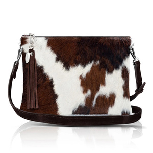 Sac fourre-tout classique en cuir véritable à poils, avec fermeture éclair, ouverture supérieure, sac à bandoulière, mode, multifonction, portable - Product Image 5