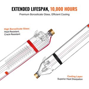 Tubo de Corte Láser de CO2 de 100W, Longitud de 57 (1450 mm), Diámetro de 3.1 (80 mm), Vidrio de Borosilicato, Vida Útil de 10,000 Horas, Cabezal de Metal, Equipo Láser de Alta Potencia - Product Image 4