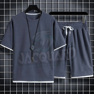 Conjunto de Pantalones Cortos Casuales de Verano para Hombre, Estilo Moderno, Camiseta de Manga Corta, Pantalones Cortos Deportivos Sólidos, Conjunto de 2 Piezas de Ropa de Marca para Hombre - Product Image 1