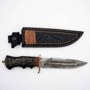 Couteau utilitaire artisanal en acier Damas avec manche en ébène noir incrusté, qualité DIY, personnalisable OEM, pièce de présentation exécutive - Product Image 5
