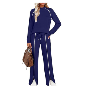 Ensembles de survêtements pour femmes, tenues d'automne 2 pièces avec pantalon large, ensemble assorti haut et bas, vêtements confortables pour femmes pour l'extérieur - Product Image 5